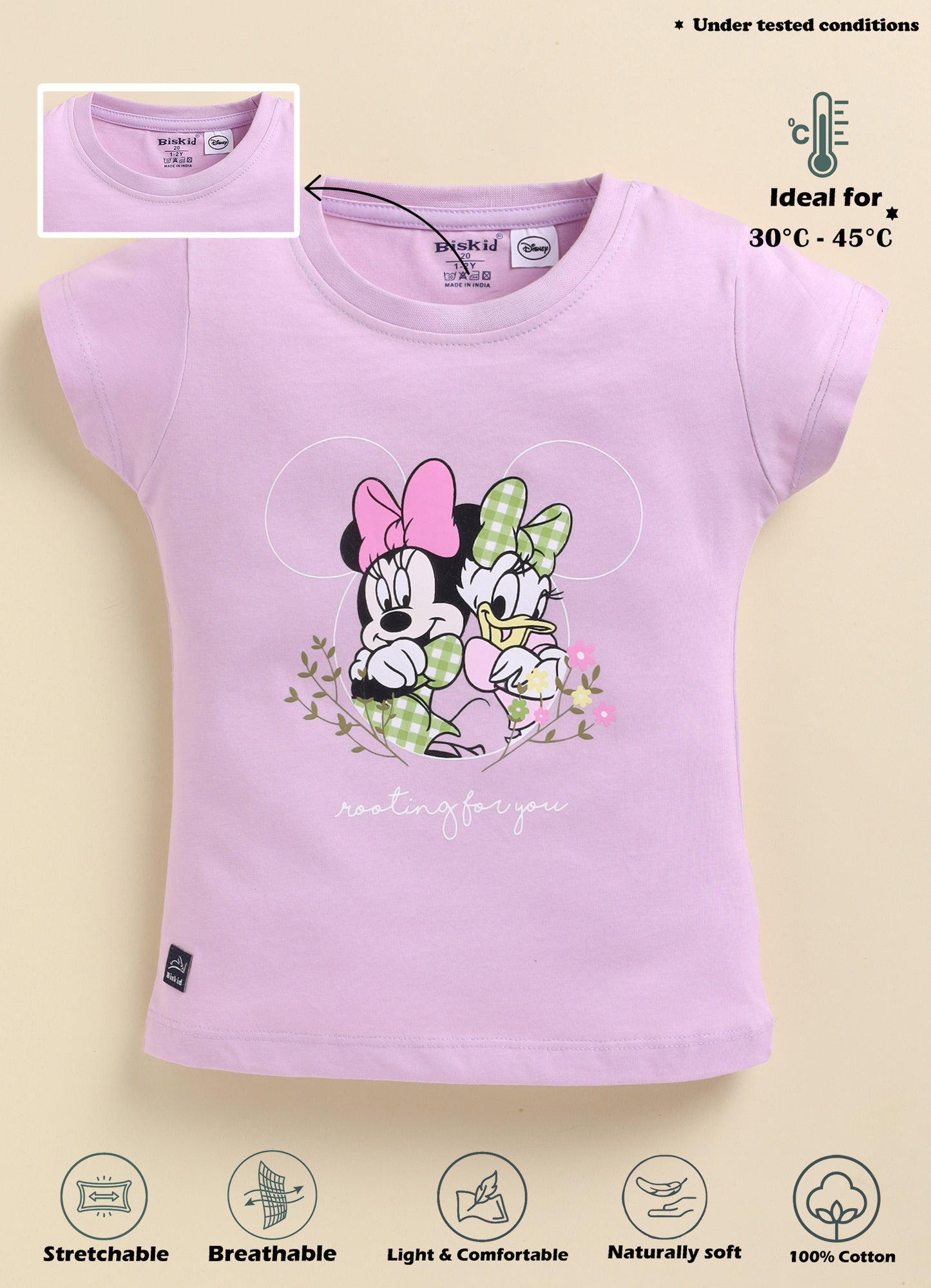 Biskid Girls Disney Minnie Mouse & Daisy Duck Mint Green and Lavender Short-Sleeve Top Combo (Pack of 2)
