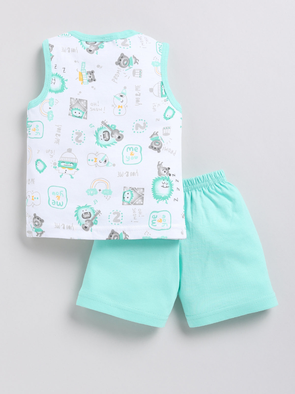 white-skyblue Printed Double Top Pant for Boys by Todos