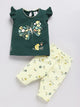 Green Butterfly Printed Top Capri Set for Girls by Annie