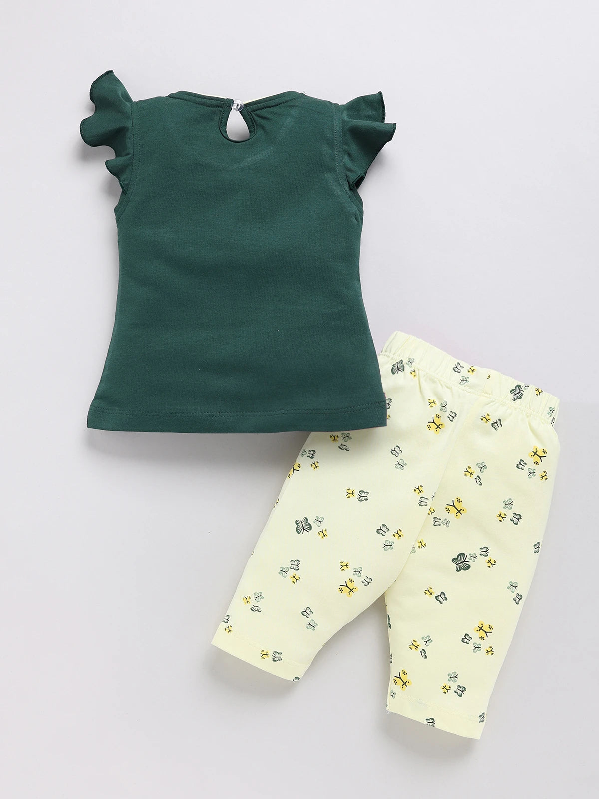 Green Butterfly Printed Top Capri Set for Girls by Annie