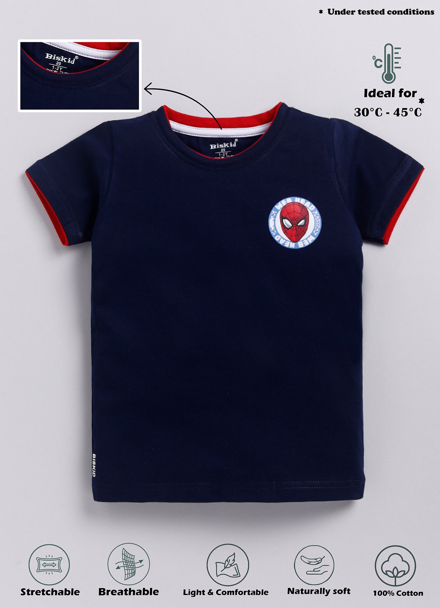 Biskid Boys "Web-Head" Spider-Man Graphic T-Shirt - Navy