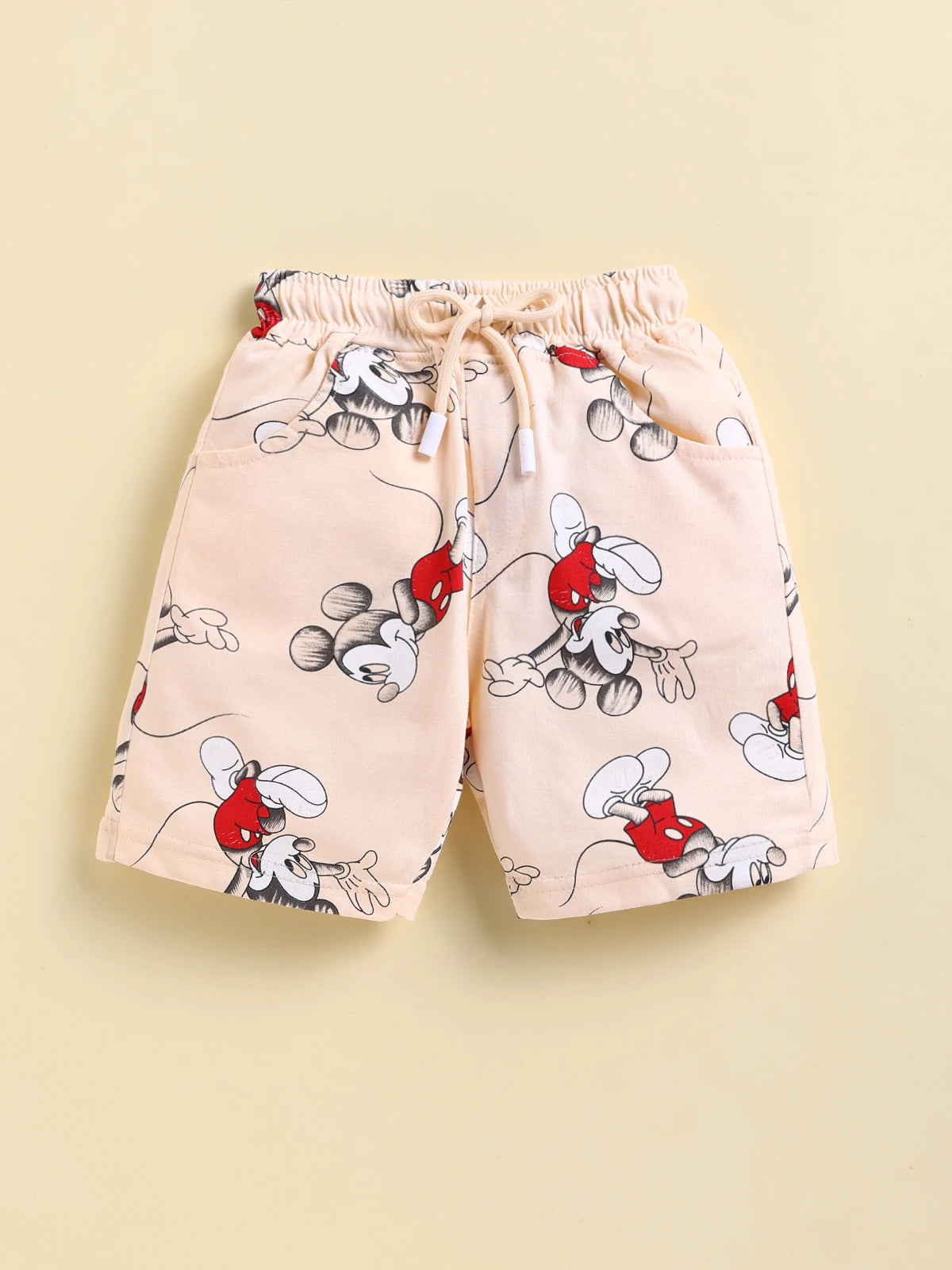 Light Peach Micky Printed Co-ord Set for Boys by Uno Kids