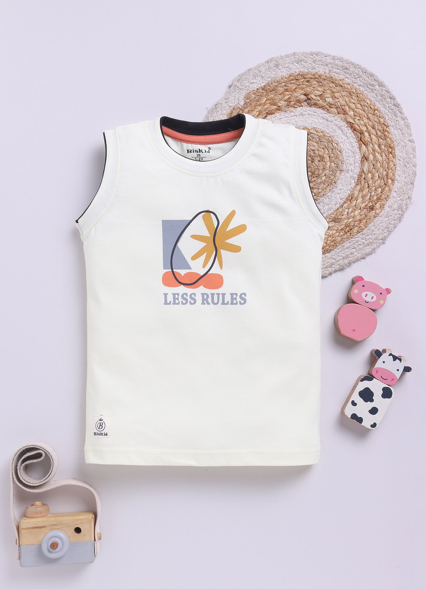 Light Lemon Printed T-Shirt for Boys by Biskid