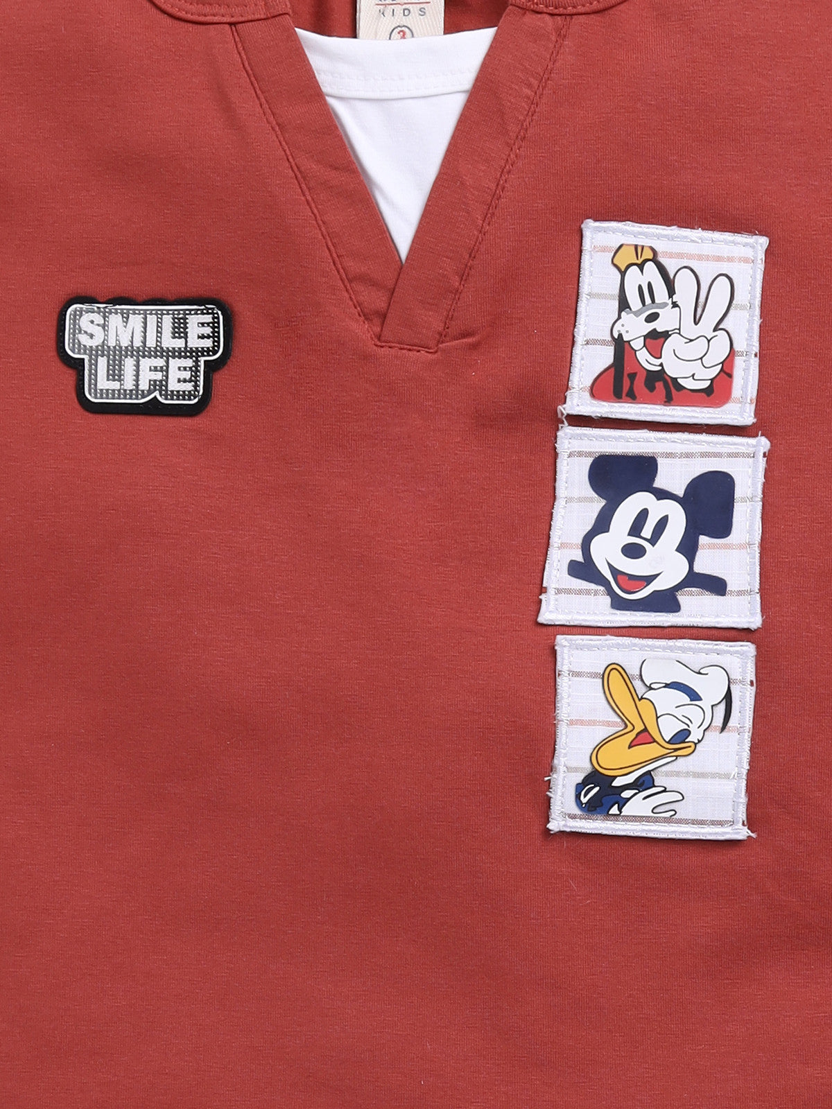 Brown Micky Printed T-Shirt Pant Set for Boys by Uno Kids