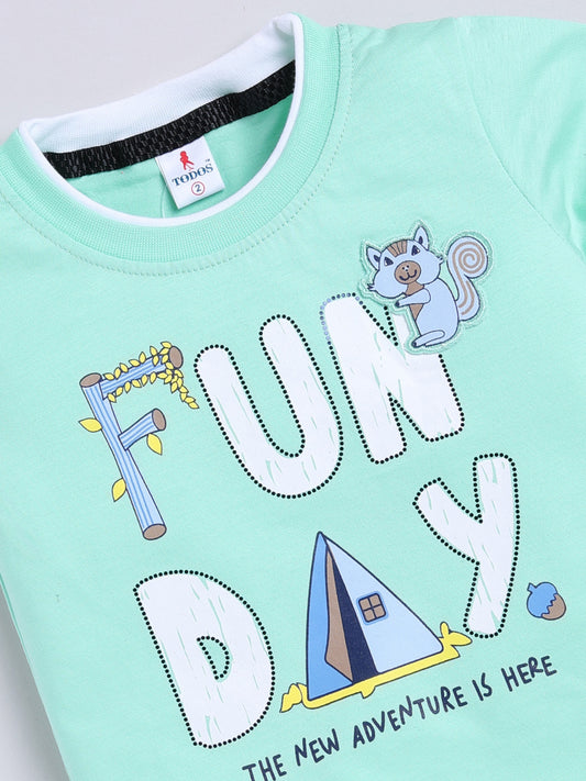Mint Printed T-Shirt Pant Set for Boys by Todos