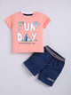Pink Printed T-Shirt Pant Set for Boys by Todos