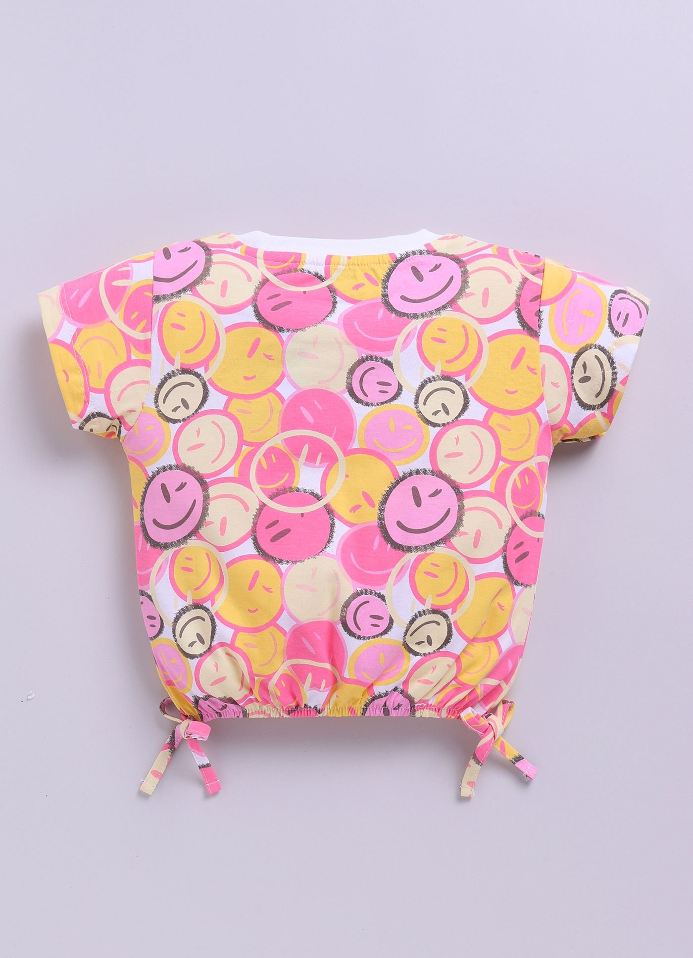 Pink Printed Crop Top for Girls by Biskid