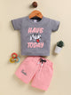 Grey Printed T-Shirt Pant Set for Boys by Todos