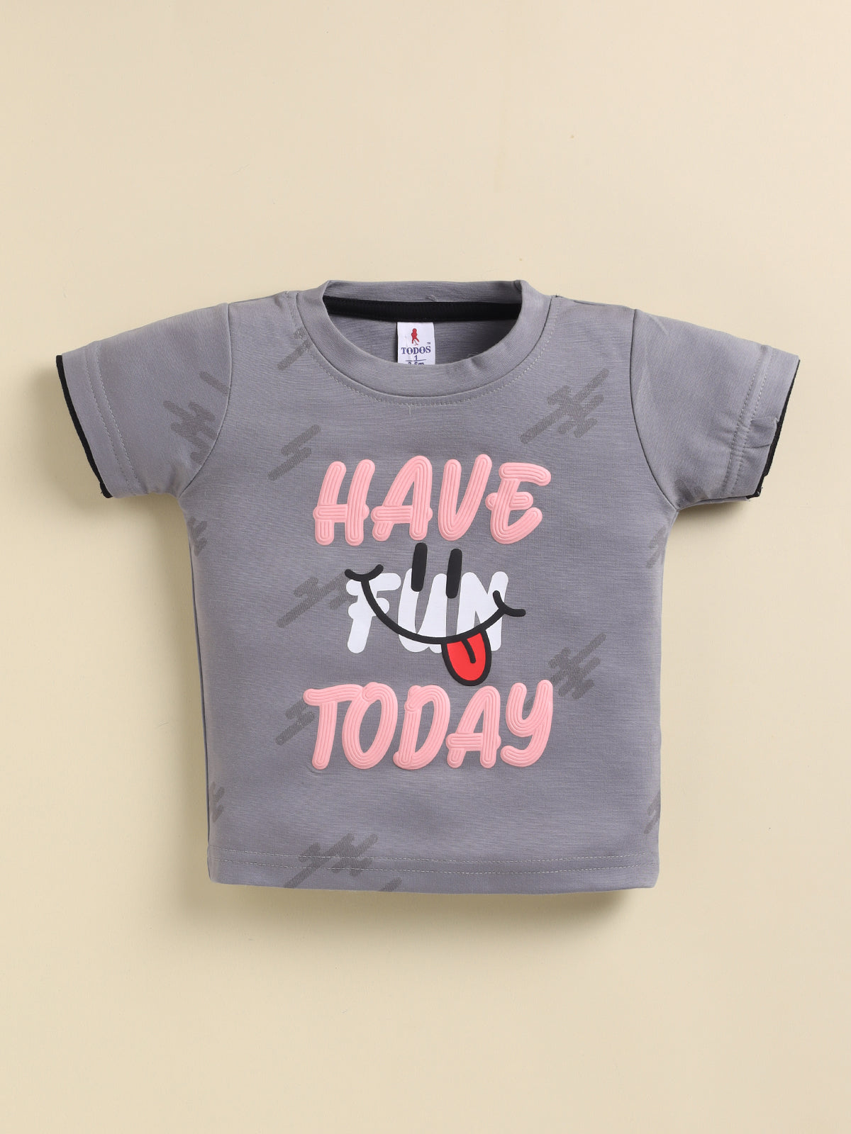 Grey Printed T-Shirt Pant Set for Boys by Todos