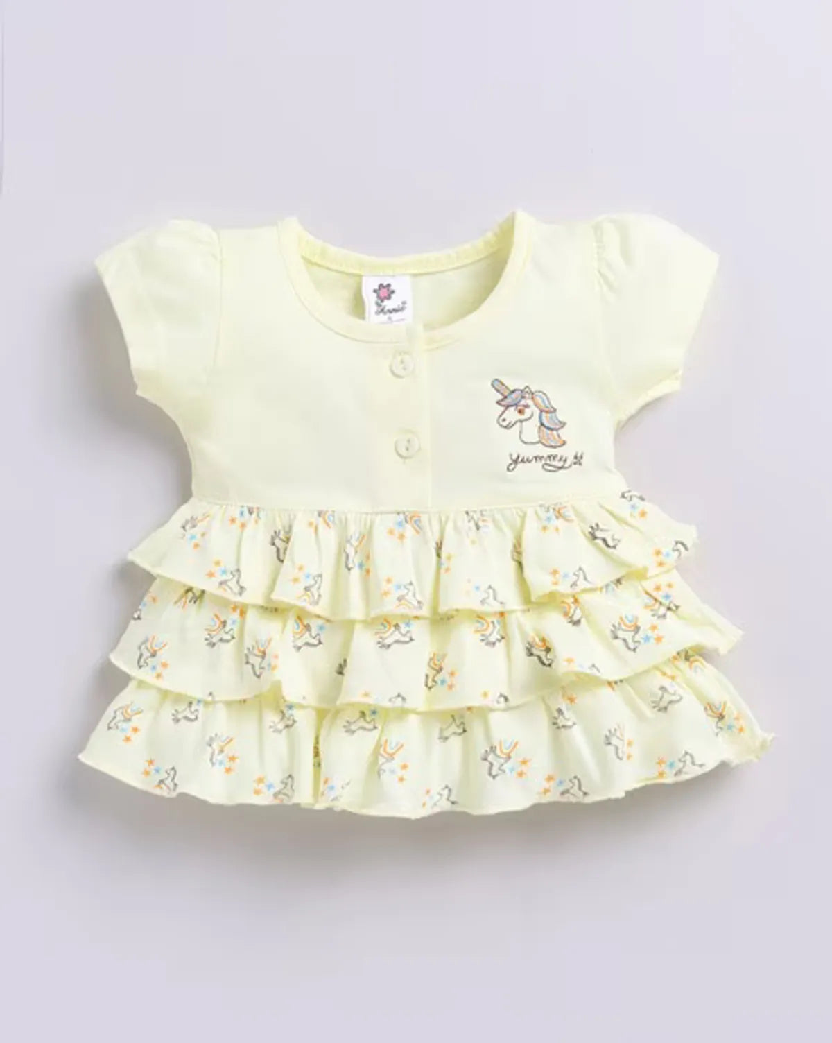 Yellow Printed Frock Panty Set for Girls by Annie