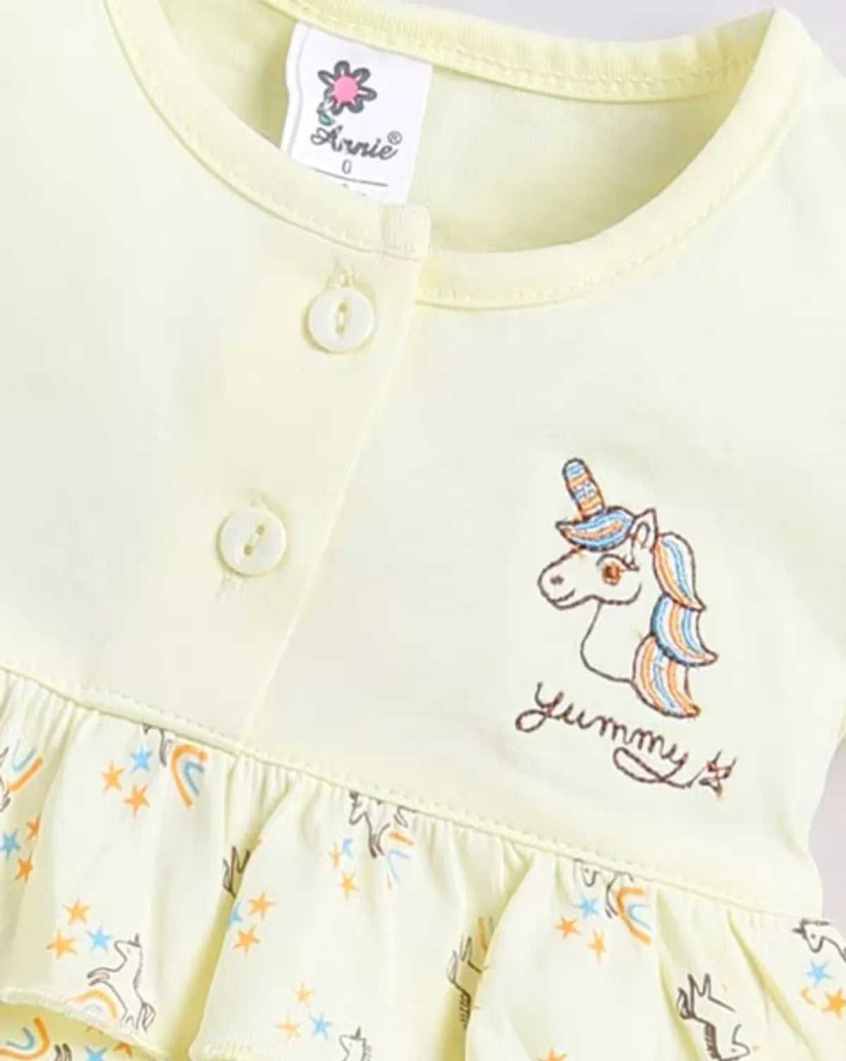 Yellow Printed Frock Panty Set for Girls by Annie