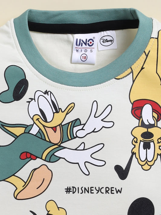 Green Micky Printed T-Shirt Pant Set for Boys by Uno Kids