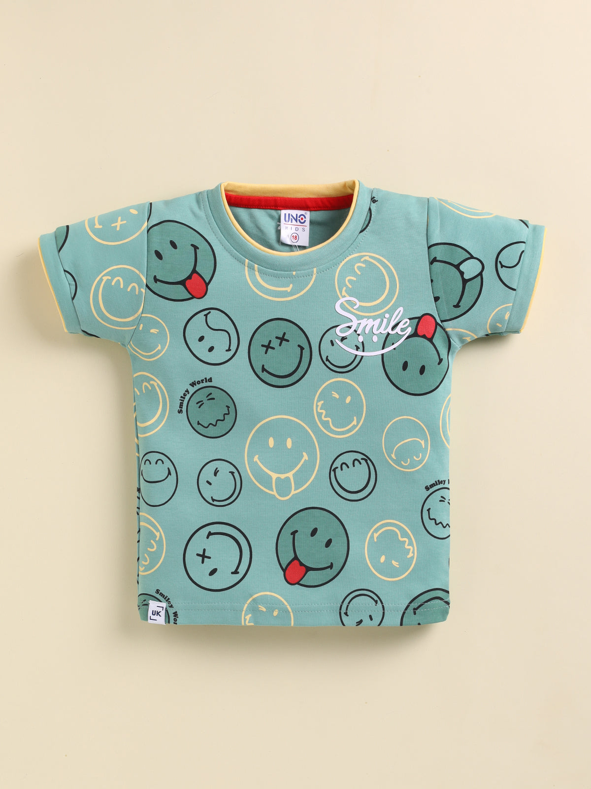 Green Printed T-Shirt Pant Set for Boys by Uno Kids