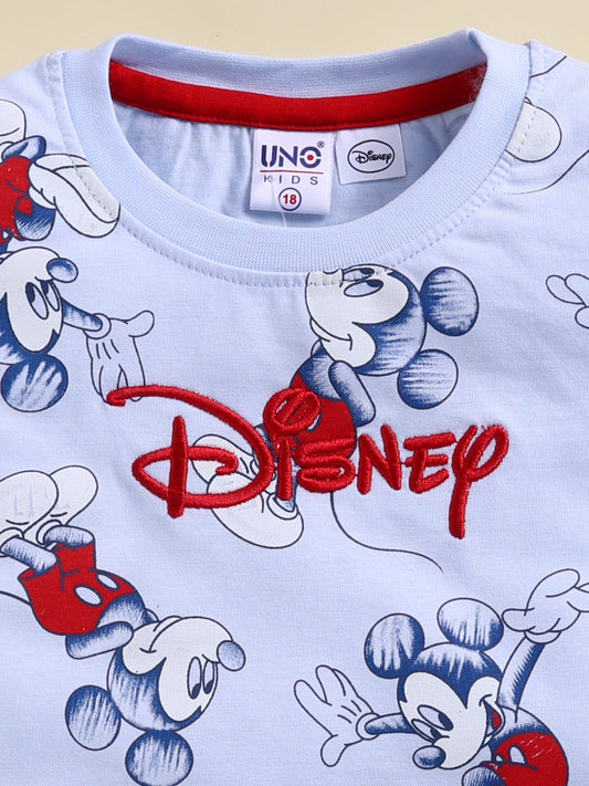 Sky Blue Micky Printed Co-ord Set for Boys by Uno Kids