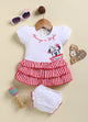 Red Micky Printed Frock Panty Set for Girls by Annie