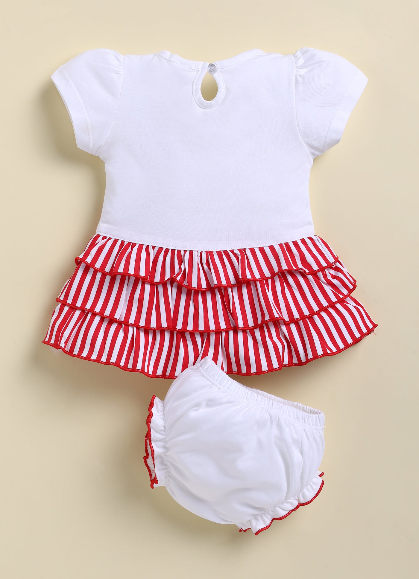 Red Micky Printed Frock Panty Set for Girls by Annie