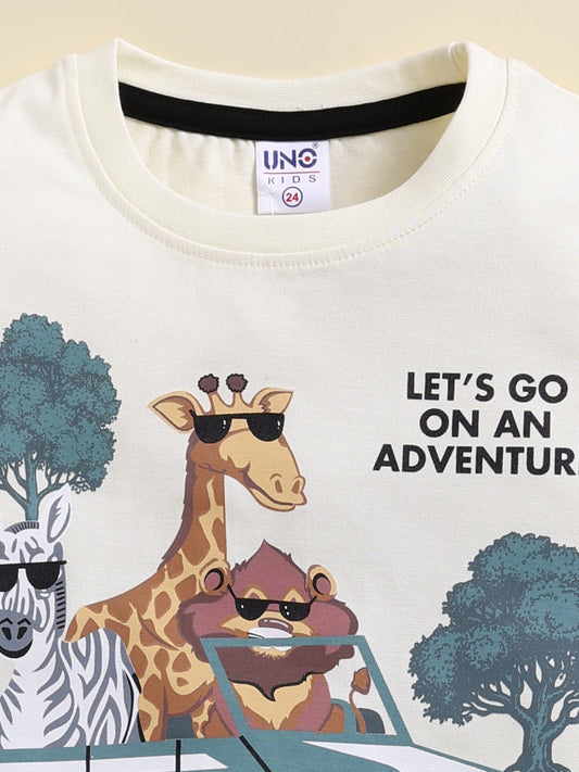 Lime Printed T-Shirt Pant Set for Boys by Uno Kids