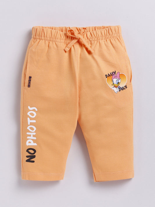 Orange Donald Duck Solid Capri for Girls by Biskid