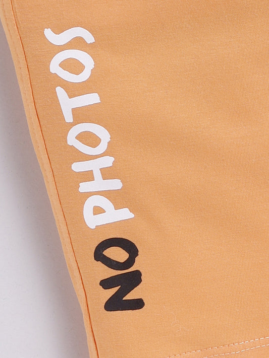 Orange Donald Duck Solid Capri for Girls by Biskid