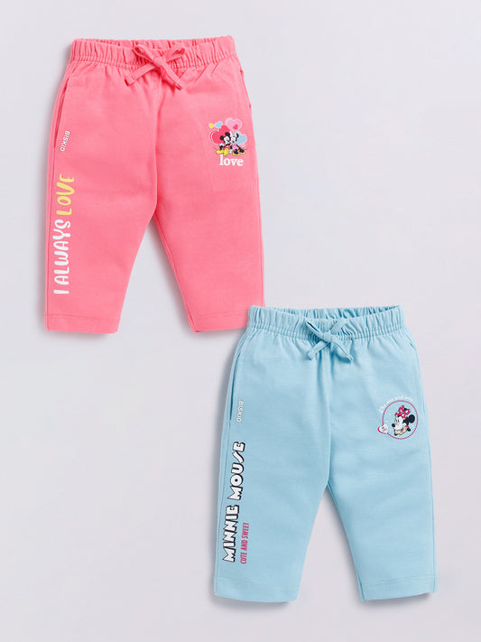 Pink & Sky Micky Solid Capri for Girls by Biskid
