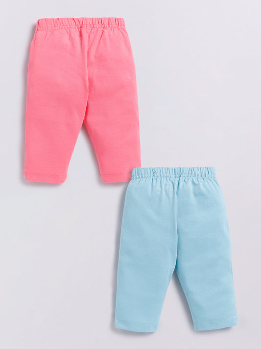 Pink & Sky Micky Solid Capri for Girls by Biskid