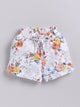 White-Orange Multi Colour Foral Printed Shorts for Girls by Biskid