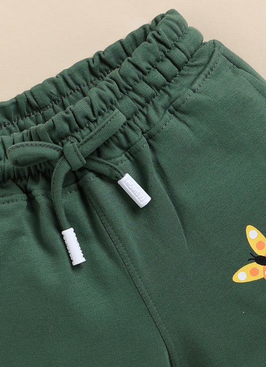 Green Solid Shorts for Girls by Biskid