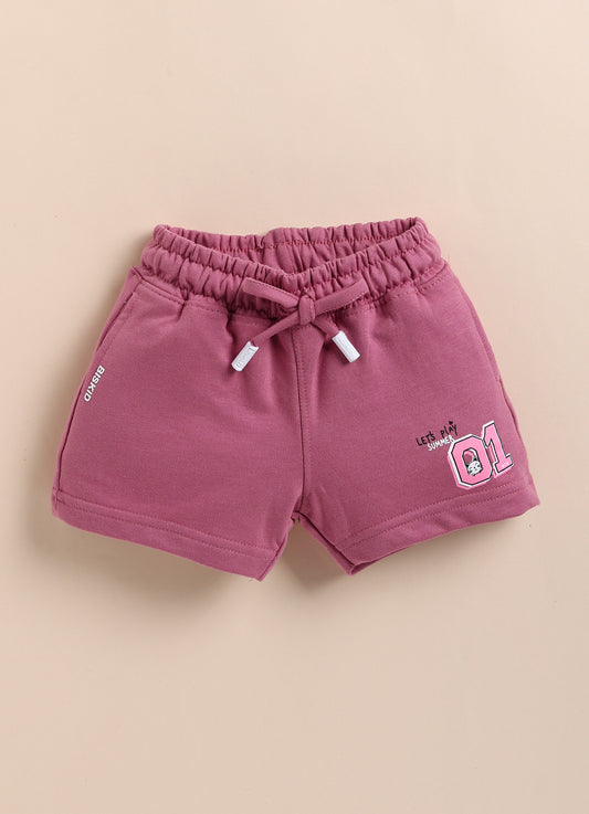 Purple Solid Shorts for Girls by Biskid