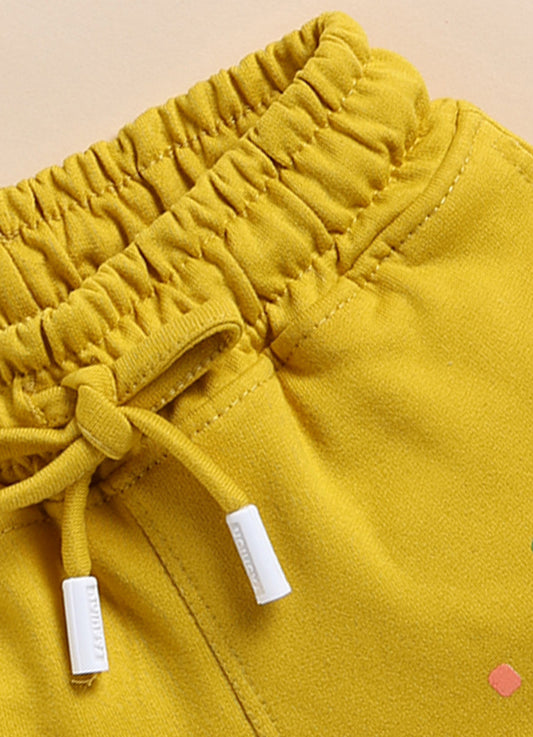Yellow Solid Shorts for Girls by Biskid
