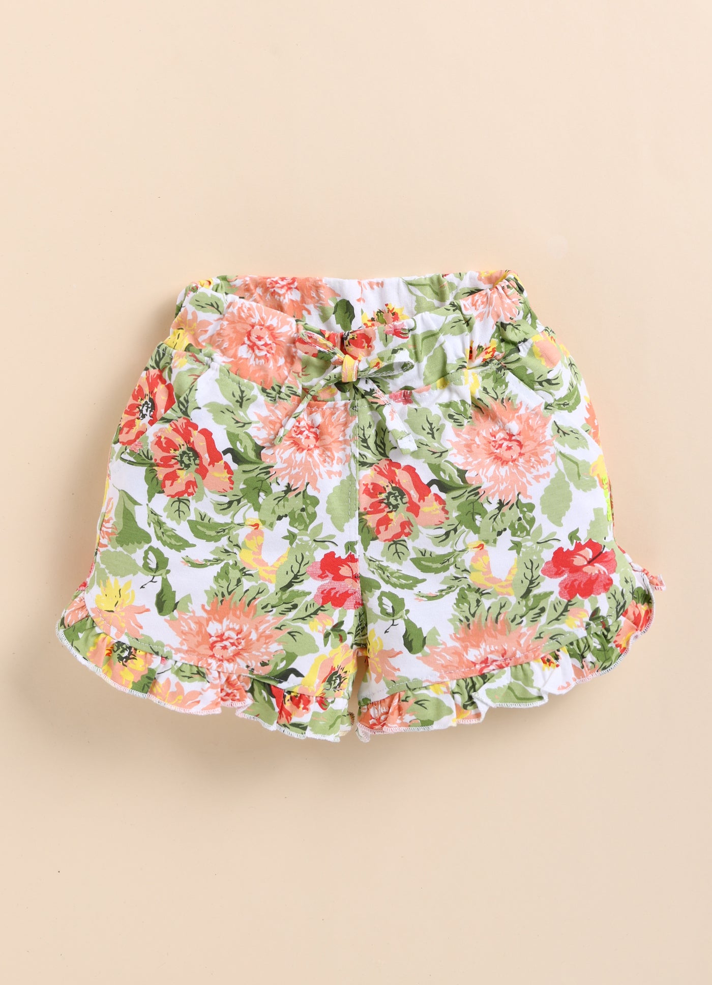 Biskid Summer Botanical Green Leaf Shorts for Girls