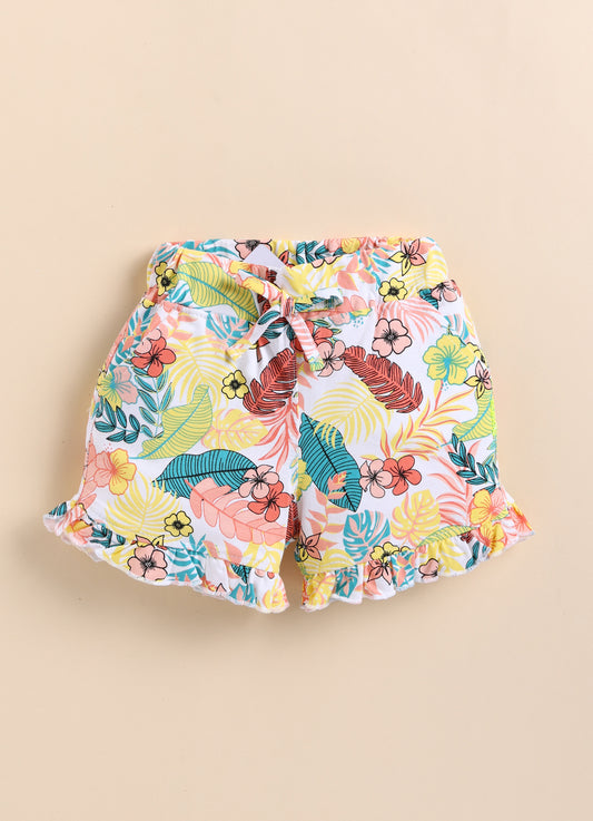 MultiColour Foral  Printed Shorts for Girls by Biskid