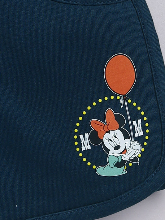 Ink Blue Micky Solid Shorts for Girls by Biskid