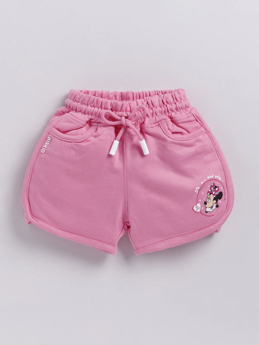 Pink Donald Duck Solid Shorts for Girls by Biskid