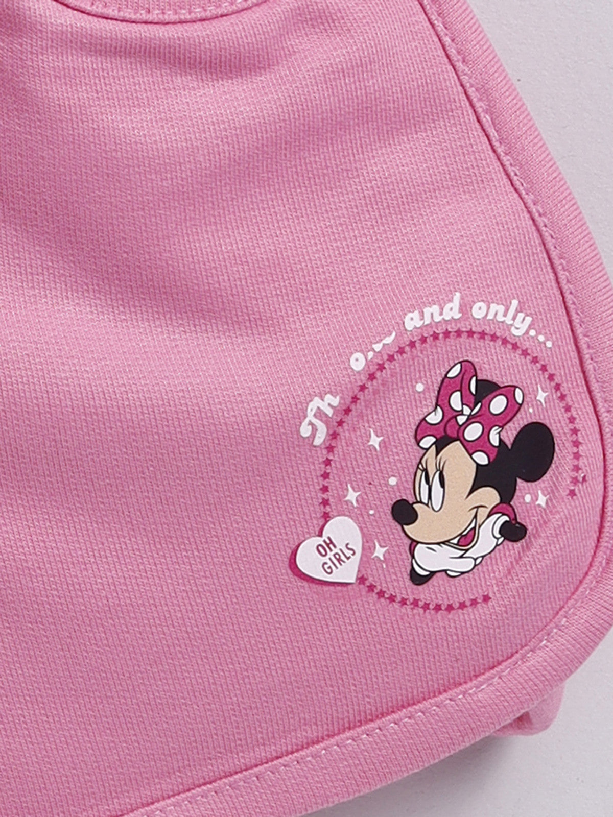 Pink Donald Duck Solid Shorts for Girls by Biskid