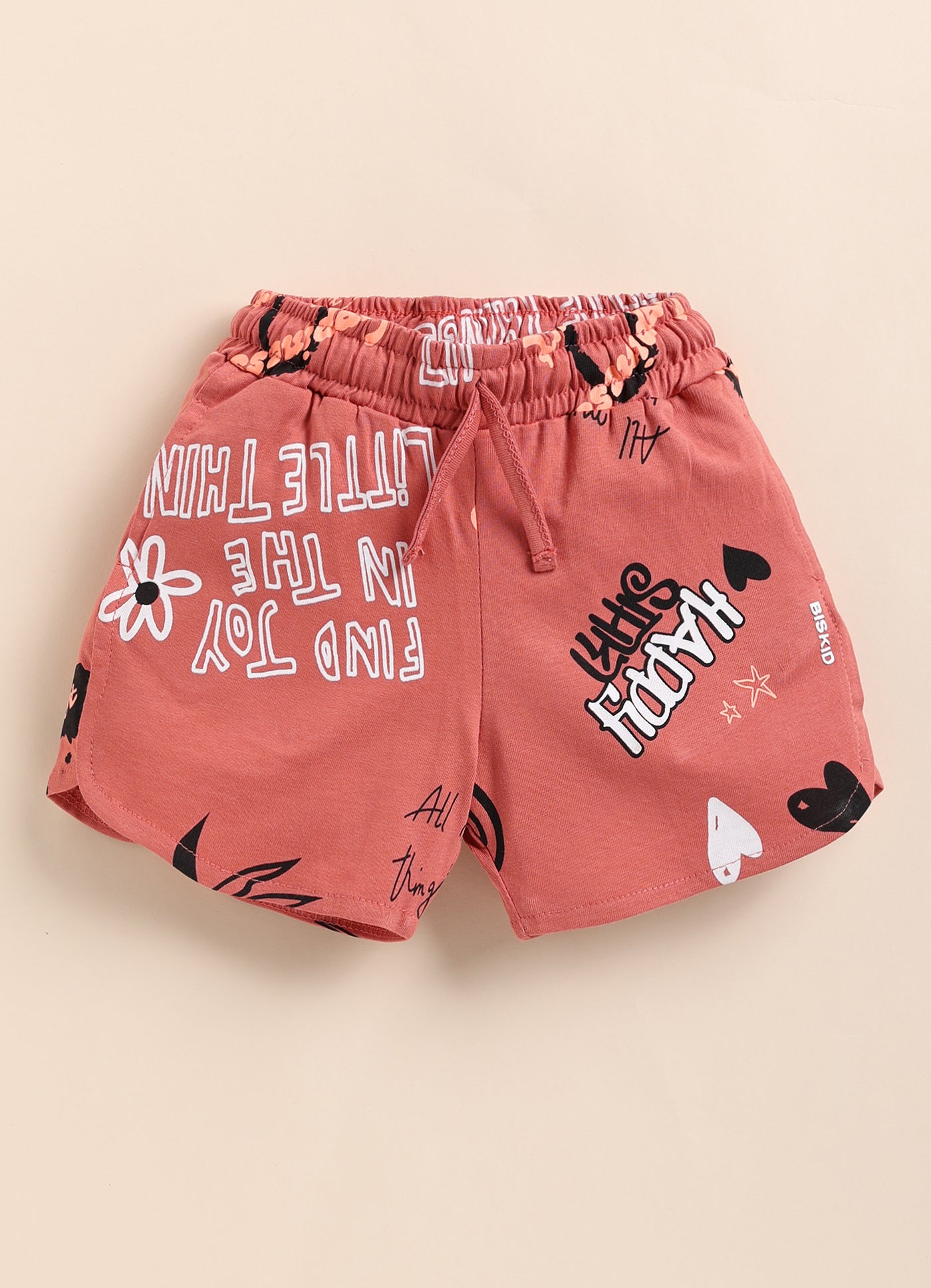 Girls Graphic Printed Dolphin Hem Shorts