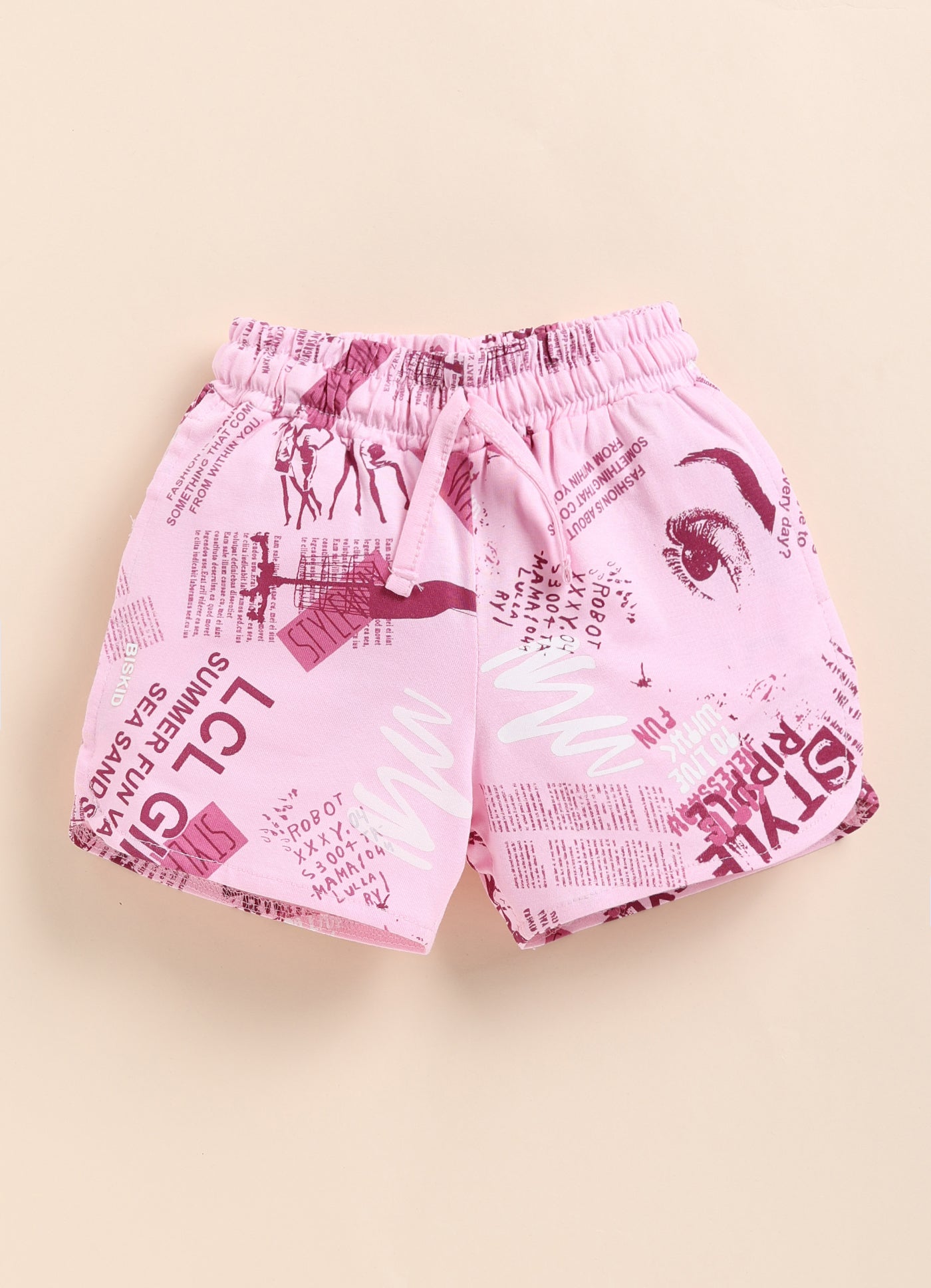 Girls Graphic Printed Dolphin Hem Shorts
