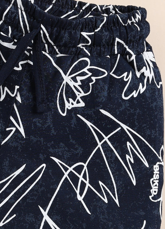Black Printed Shorts for Girls by Biskid