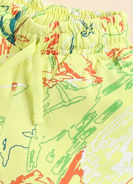 Green Printed Shorts for Girls by Biskid