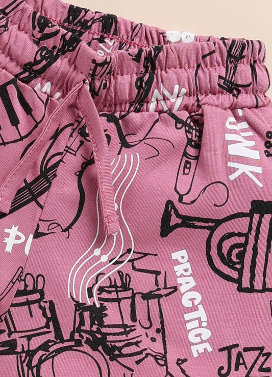 Pink Printed Shorts for Girls by Biskid
