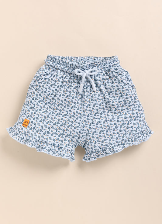 Blue Printed Shorts for Girls by Biskid
