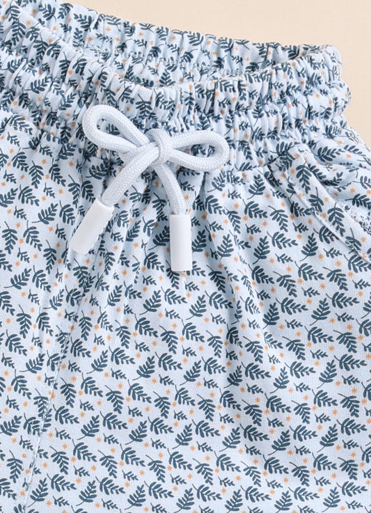 Blue Printed Shorts for Girls by Biskid