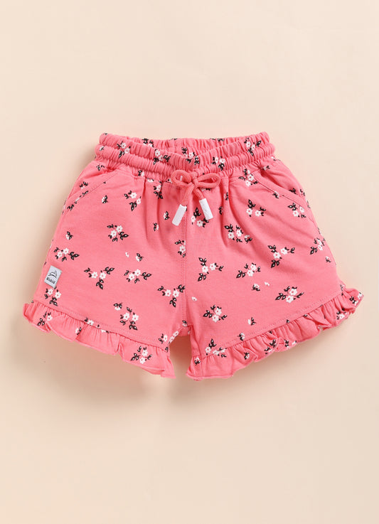 Pink Printed Shorts for Girls by Biskid