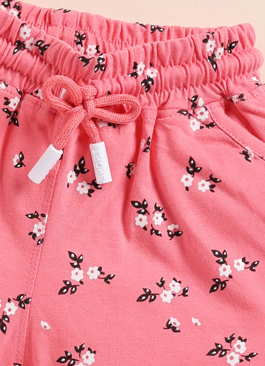 Pink Printed Shorts for Girls by Biskid