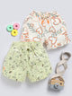 Beige Brown & Lemon Printed Shorts for Girls by Biskid