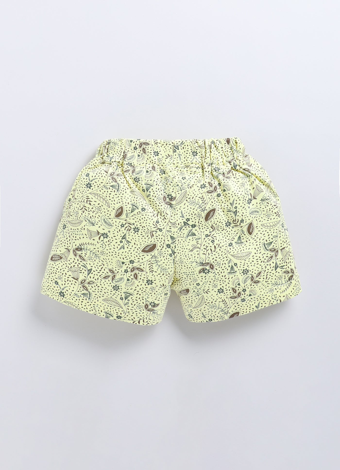 Beige Brown & Lemon Printed Shorts for Girls by Biskid