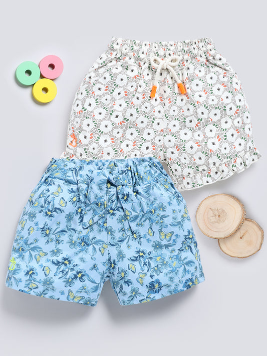Multicolour & Blue Printed Shorts for Girls by Biskid