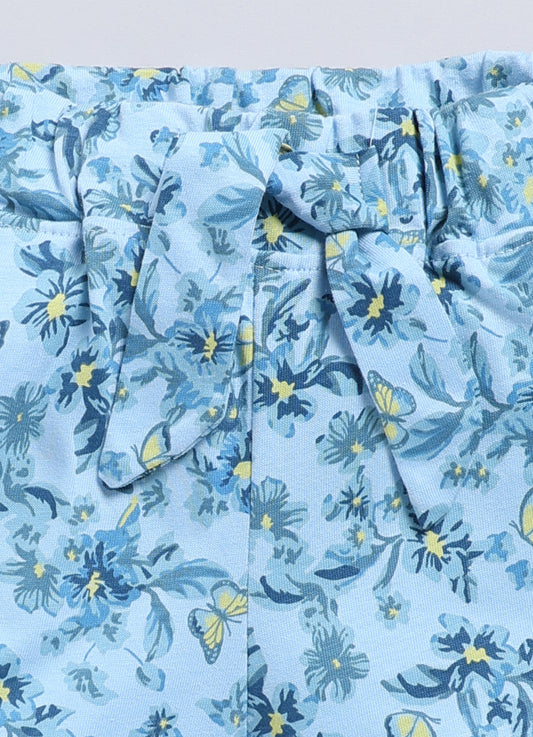 Blue Butterfly Printed Shorts for Girls by Biskid