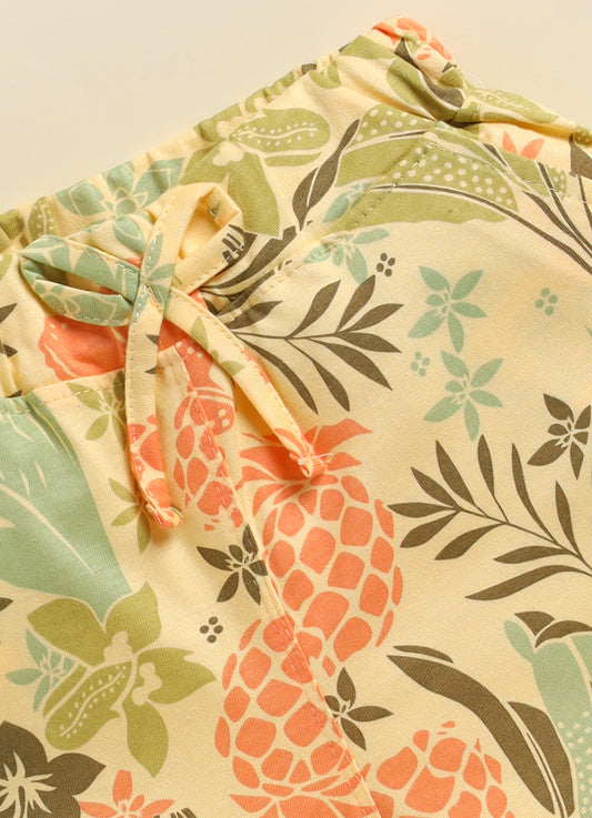 Gold Foral  Printed Shorts for Girls by Biskid