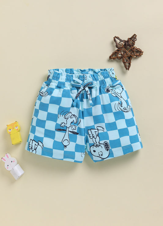 Blue Snoopy Checks  for Girls by Biskid