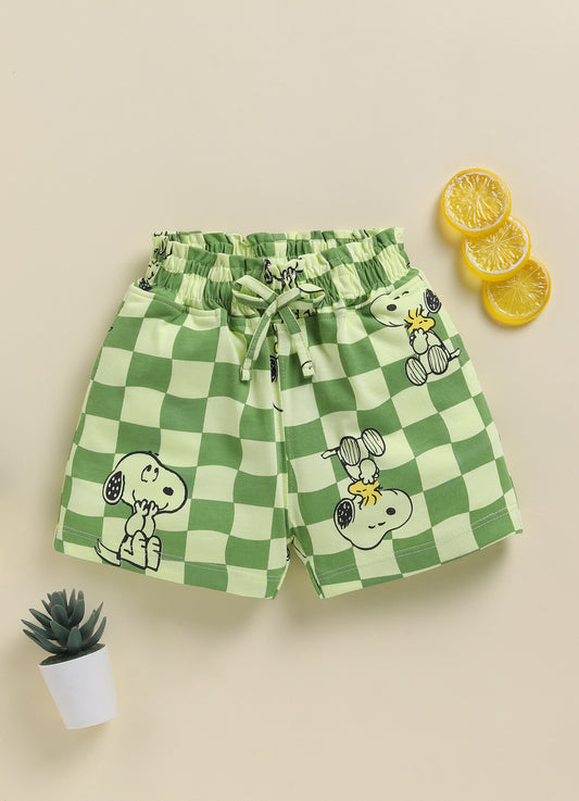 Green Snoopy Checks  for Girls by Biskid